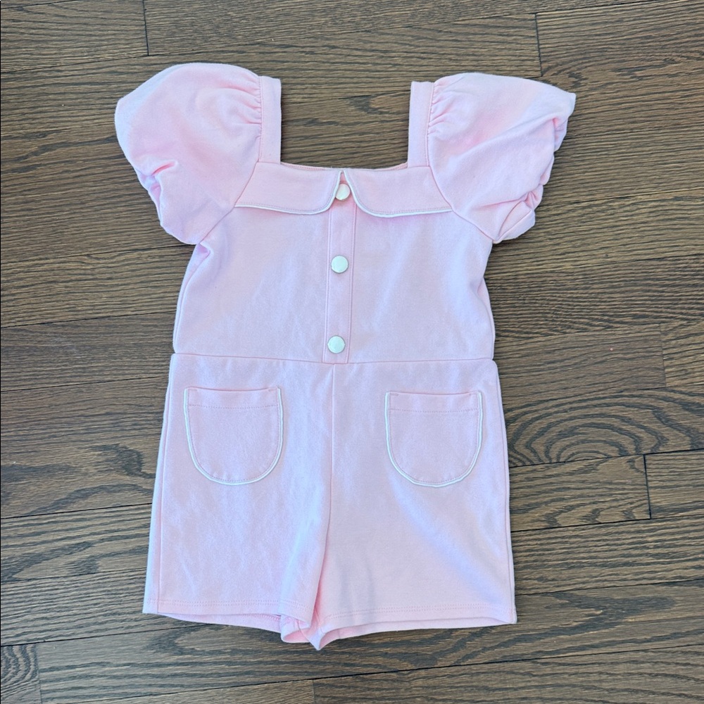 Janie and Jack Light Pink Puff-Sleeve Romper Size 3